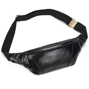 Genuine leather chest bag retro cowhide waist bag casual unisex crossbody shoulder bag