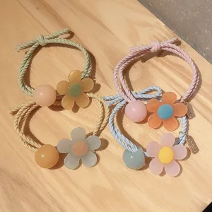 Ins style sweet flower resin hair tie cute rubber band pony tail holder hair accessories