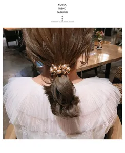 Elégant élastique à cheveux en perles et cristal pour femmes, accessoire brillant.