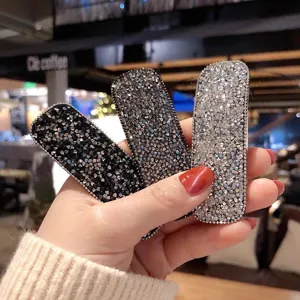 Mode Legierung Strass Haarklammer Geometrisches Rechteck Seitenhaarnadel Funkelnde Kristall Pony Haargriff Für Damen Mädchen Tägliche Kopfbedeckung Schmuck