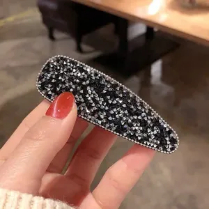 Schwarze Strass Haarspange für Damen, glänzende Kristall Haarnadel modischer Haarschmuck.