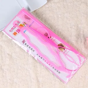 Korean hair bun maker tool set, pink plastic styling accessories for easy hairstyles.