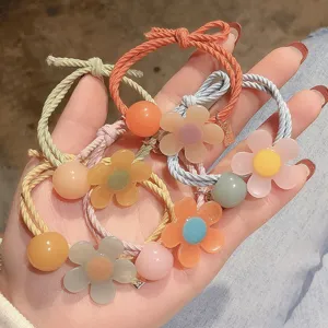 Resin flower hair ties cute elastic hair bands sweet style ponytail holder fashion hair accessories