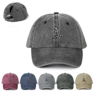 Damen Pferdeschwanz Baseballkappe Gewaschenes Polyester Verstellbare Outdoor Sport Mütze Bestickte Casual Sonnenschutz Dad Hat