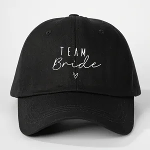 Gorra de béisbol negra de algodón con estampado Team Bride, ajustable para exteriores.