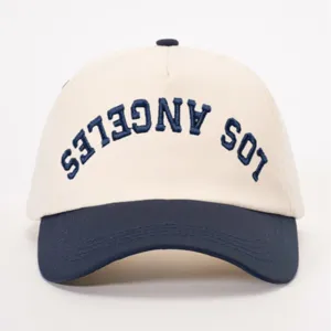 Gorra de béisbol bicolor con bordado de Los Angeles vista frontal sombrero ajustable