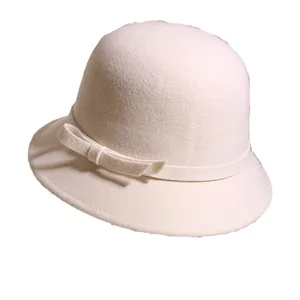 Κλασικό καπέλο cloche από μαλλί για γυναίκες, κομψό vintage bucket hat, χειμερινό