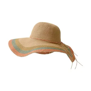 Chapeau de paille femme a larges bords ete plage protection solaire chapeau chic mode