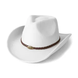 Clásico sombrero de vaquero occidental blanco para hombre y mujer sombrero de jazz