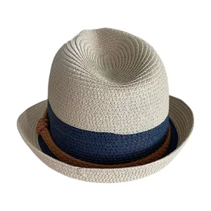 Καλοκαιρινό ψάθινο καπέλο fedora για γυναίκες και άνδρες, δίχρωμο αντηλιακό καπέλο παραλίας.