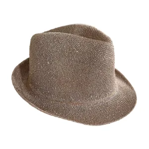 Cappello fedora con paillettes marrone cappello da sole traspirante jazz vintage