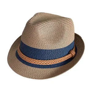 Unisex British Retro Paper Straw Fedora Hat Summer Beach Outdoor Sun Protection Small Brim Jazz Hat For Men And Women