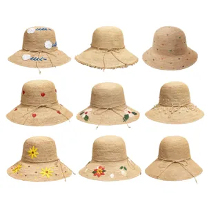 Handmade Raffia Straw Hat Women Summer Beach Sun Hat Foldable Wide Brim Sunhat UV Protection Vacation Travel Hat