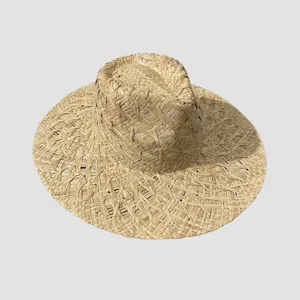 Breite Krempe Bast Strohhut Damen Sommer Strand Urlaub Sonnenschutz Sonnenhut Detail Ansicht