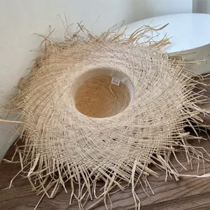 Sommer Strand Sonnenhut Damen, breite Krempe, ausgefranster Strohhut, Urlaubsstil.