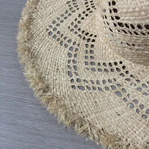 Breite Krempe Raffia Sonnenhut Strohhut Sommer Strand Urlaub gewebter Sonnenschutzhut Damen