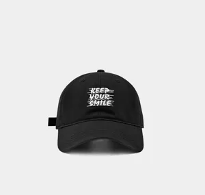 Gorra de béisbol negra con bordado blanco, sombrero suave clásico unisex para hombre y mujer.