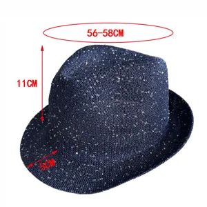Classico cappello fedora con paillettes per donna e uomo, cappellino da sole estivo traspirante.