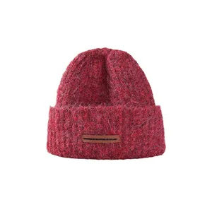 Thick warm wool knitted beanie hat for women, winter cashmere ear protection cap, solid color.