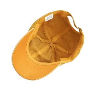 Interior detail view of the retro washed cotton baseball cap showing lining and wash label.