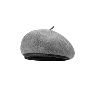 Boina de mezcla de lana gris para mujer, sombrero de pintor artista vintage otoño invierno