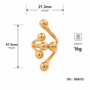 Anillo statement de acero inoxidable brillante exagerado con múltiples cuentas, 47.5mm.