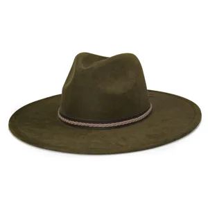 Chapeau Fedora Rétro à Large Bord en Suédine de Polyester pour Hommes Femmes Chapeau de Cowboy Occidental Classique pour Fête