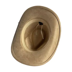 Retro Wildleder Western Cowboy Hut mit breiter Krempe und Tropfenkrone, eleganter Fedora Hut.