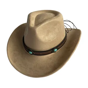 Vintage Wildleder Cowboyhut für Damen und Herren, westliche Jazzmütze für Party Kostüm.