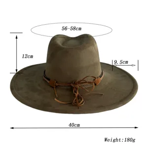 Chapeau fedora en daim à large bord chapeau de cowboy vintage pour fête en plein air femme