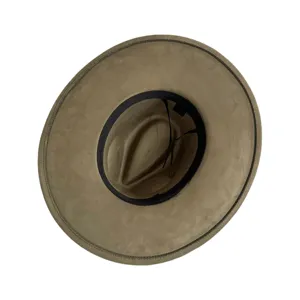 Chapeau Fedora en faux daim à large bord vintage couronne larme chapeau de cow-boy fête