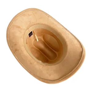 Chapeau de cowboy occidental en daim beige rétro pour hommes et femmes, style britannique classique.