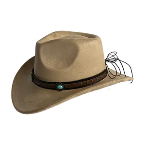 Vintage Wildleder Western Cowboy Hut mit Türkis Stein Dekoration für Damen Herren Party.