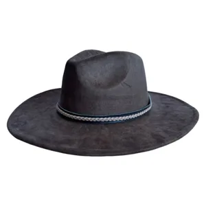 Chapeau fedora en faux daim à large bord pour femmes hommes rétro cowboy chapeau fête
