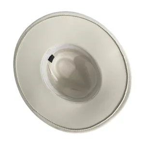 Classic white wide-brim fedora hat, premium polyester vintage style unisex fashion accessory.