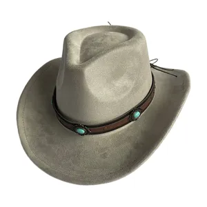 Vintage Kunstleder Wildleder Cowboyhut Detail, retro Western Jazz Kappe für Damen und Herren Party.