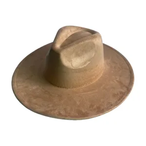 Chapeau fedora en daim à large bord pour homme et femme, chapeau cowboy rétro, tendance chic.