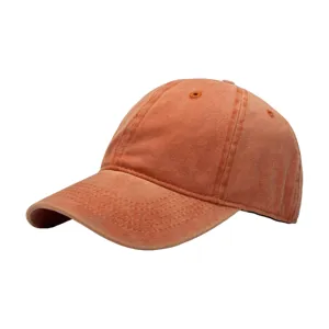Vintage washed cotton baseball cap detail, casual sun protection adjustable duck tongue hat.