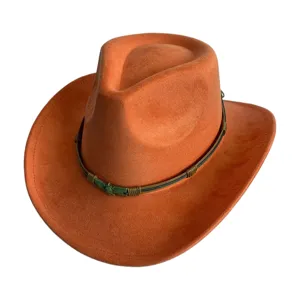 Chapeau de cowboy occidental en daim orange pour hommes femmes chapeau de jazz rétro.