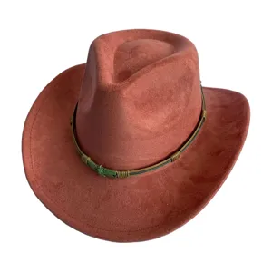 Chapeau de cowboy western en daim vintage pour hommes et femmes chapeau de jazz avec crâne