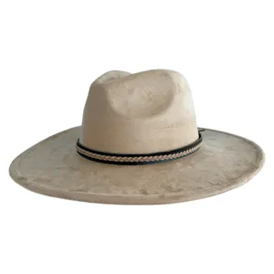 Chapeau fedora en faux daim à large bord, chapeau de cowboy occidental rétro pour femmes et hommes.