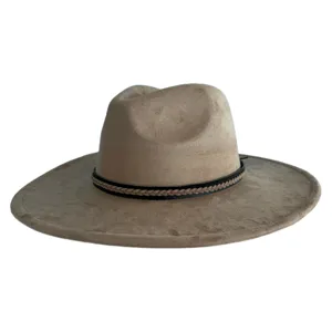 Chapeau fedora rétro à large bord en suédine synthétique pour femme et homme, chapeau de cowboy.