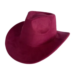 Vintage soued dytiko kapelo cowboy gia antres kai gynaikes retro fedora bordeaux
