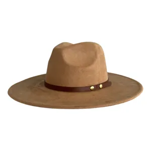 Καπέλο fedora από καφέ σουέτ vintage western cowboy καπέλο για άνδρες και γυναίκες κομψό