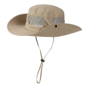 Cappello a Secchiello in Poliestere con Rete Traspirante Tesa Larga Protezione Solare da Esterno per Pesca Arrampicata Escursionismo Uomo Donna