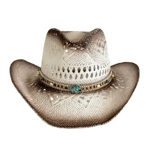 Dames uitgehold cowboyhoed western zomervakantie strohoed vintage tie dye jazzhoed stijl