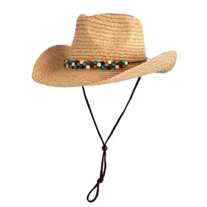 Raffia Strohoed Brede Rand Zonnehut Zomer Strand Panama Hoed Britse Vintage Cowboy Hoed Voor Mannen Vrouwen