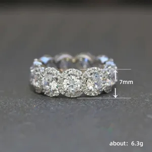 Vintage halo ronde zirkoon eternity ring 7mm stapelbare band vrouwen luxe sieraden