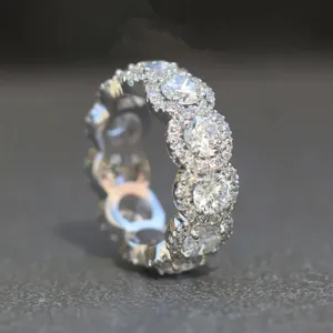 Vintage halo ronde zirkonia eternity ring, volledige stapelbare ring voor dames.