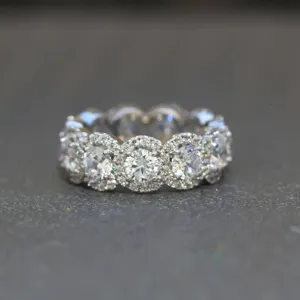 Vintage Volledig Geplaveide Zirkonia Eternity Ring Koper Luxe Stapelbare Vingerring Voor Dames Sieraden